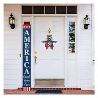 Glitzhome 60"H Wooden Patriotic Porch Sign, Patrio