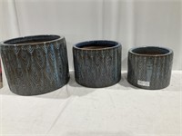 Round glazed clay flower pots 14x11,11x9,9x8