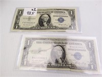 (2) 1935E Silver $1 Certificate U.S. Banknotes