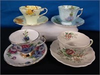 4 Vintage Teacups & Saucers Aynsley +