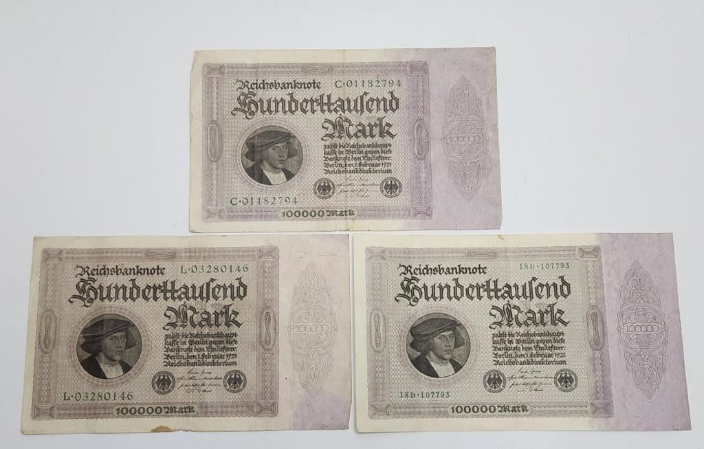 1923 German 100000 Marks Hyperinflation