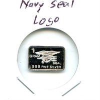 1 gram Silver Bar - Navy Seal Logo
