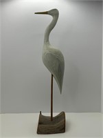 Vintage Carved Wooden Crane