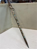 Walking Stick with Small Metal Plaques