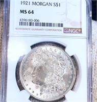 1921 Morgan Silver Dollar NGC - MS64