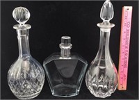 Three Crystal/Glass Decanters