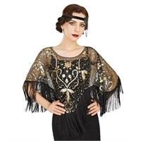 SWEETV Women's 1920s Shawl Wraps,Sequin Beaded