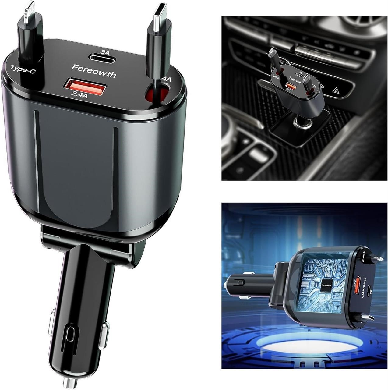 Retractable Car Phone Charger Adapter