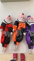 3 porcelain clown dolls