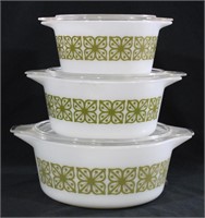 Verde Square Flower Pyrex Casserole Set