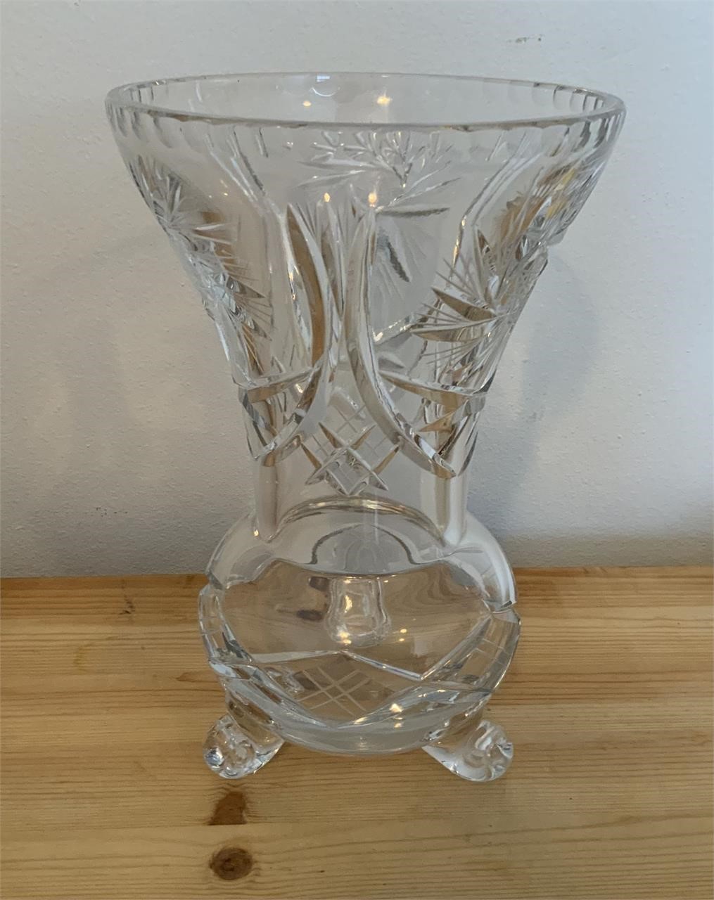 Vintage Three Footed Crystal Vase