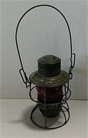 Railroad lantern with red lens