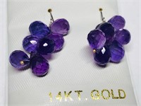 $800. 14KT Gold Amethyst(14ct) Earrings