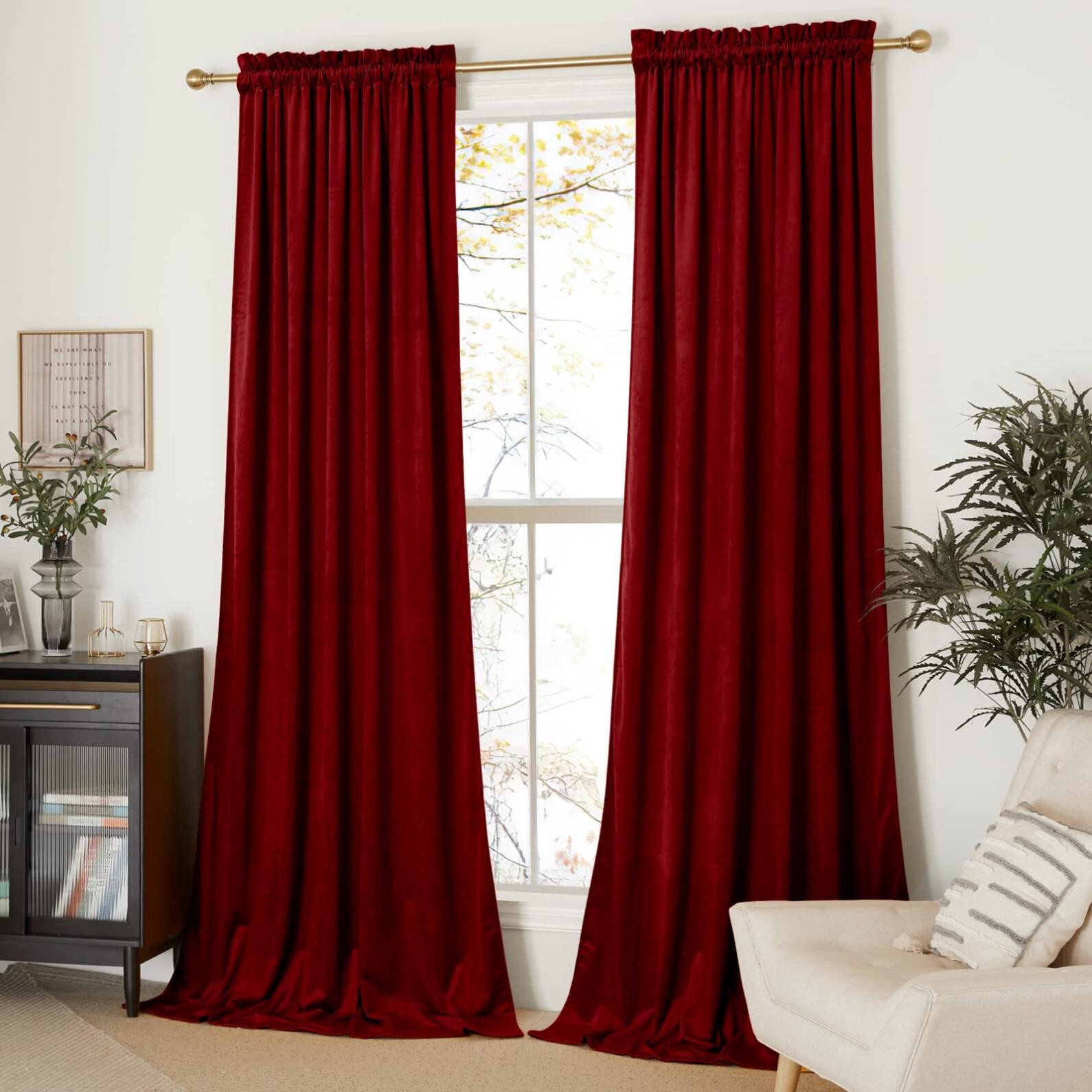 NICETOWN Christmas Red Velvet Curtains and Drapes