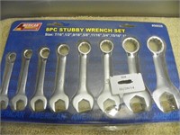 Unused 8pc stuby SAE American wrench set