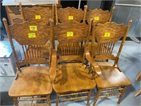 SET OF 6 MATCHING CARVED WOOD DINING CHAIRS