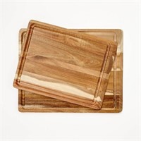 2pc Reversible Acacia Wood Cutting Board Set
