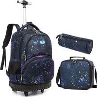 Rolling Backpack 18 inch with Lunch Bag Blue