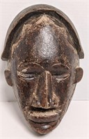 10" African Wood Carved Mask, chip at top of mask