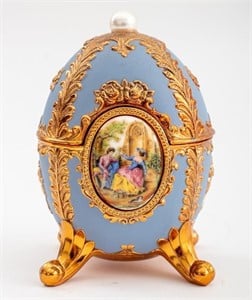 Faberge Inspired Mauve Egg-Form Music Box