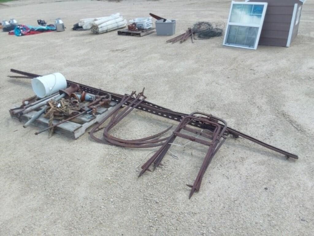 Vintage Bale conveyor with bale hooks, vice, well