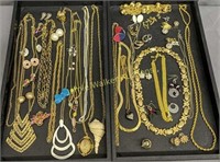 2 Trays Costume Jewelry. Necklaces, Sterling