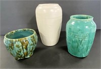 3 Small Pottery Vases