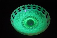 Vaseline Opalescent Candy Dish