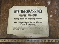 1943 No Trespassing Private Property Cardboard