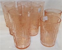 8 Pink Glass Tumblers, Sharon Rose