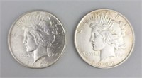 2 1922 90% Silver Peace Dollars.