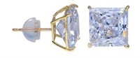 14k Gold Princess .36ct White Topaz Earrings