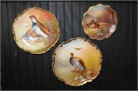 3pc Handpainted Limoges Game Bird Plates