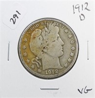 1912 D BARBER HALF DOLLAR   VG