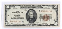 1929 US $20 NATIONAL CURRENCY NOTE - RICHMOND
