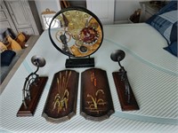 Clock, 2 Sconces, 2 Decorative Cattails