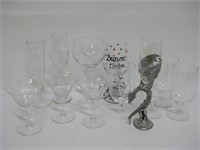 9.5" Pewter Dragon Glass W/Miscellaneous Glasses