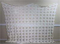 White Knitted Coverlet, 96"x80"