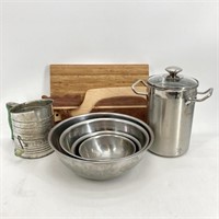 Tray- Cutting Boards, Stainless Mixing Bowls, etc