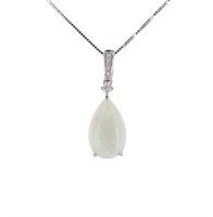 Precious Opal & Diamond 14k White Gold Necklace