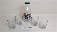 MILK BOTTLE AND GLASSES