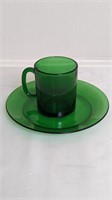 VINTAGE GREEN CUP AND SAUCER