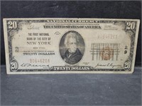 1929 Bank of the City of New York $20 Bill
