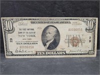 1929 Bank of the City of New York $10 Bill