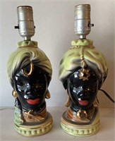 Pair of Shawnee Nubian Blackmoor lamps