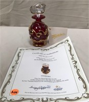 350 - ION TAMAIAN SIGNED GLASS PERFUME BOTTLE W/CO