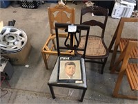 LOT OF 3 CHAIRS AND KENNEDY MAGAZINE