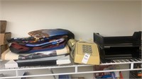 Variety shelf lot, ITT vintage telephone, various