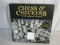 Brand new Glass Chess & Checkers Game