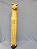 Modern wood carving of a cat, 39" tall       (N 85